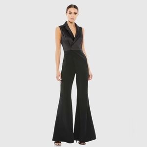 Mac Duggal 26603 NWT ASYMMETRICAL SLEEVELESS FAUX TUXEDO JUMPSUIT